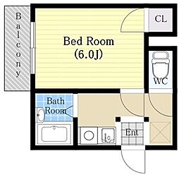 コヤマハイツ伊保 1Kの間取図画像