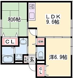 ボナール上の丸B 2LDKの間取図画像