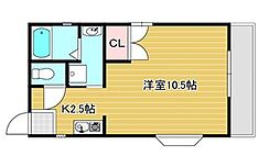 ハイネス花北 1Kの間取図画像