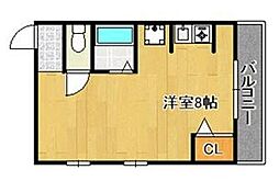 川西酒店・薬局 ワンルームの間取図画像