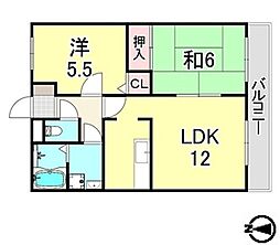 ヒシヤハイツ 2LDKの間取図画像