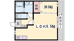ローレルコート宮西 1LDKの間取図画像