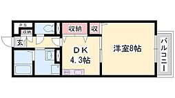 ウイング上郡B 1DKの間取図画像