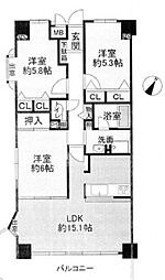 姫路甲丘アーバンコンフォート 3LDKの間取図画像