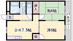 ライフタウン 2DKの間取図画像
