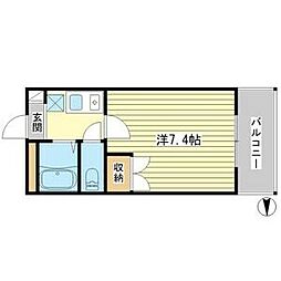 アムールMI中地 1Kの間取図画像