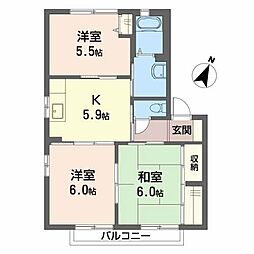 シャーメゾンさくら坂B棟 3Kの間取図画像