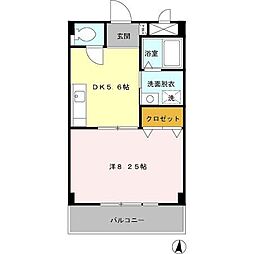 ヴァンクレール1 1DKの間取図画像
