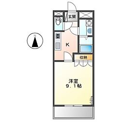 コーラルガーデン 1Kの間取図画像