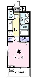 ブリックフェアリーV 1Kの間取図画像