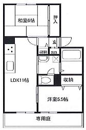 クレール御立A棟 2LDKの間取図画像