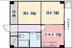 飾磨中村コーポ 2DKの間取図画像