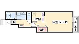 ウッドパストラル3 1Kの間取図画像