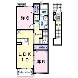 ハーモニーB棟 2LDKの間取図画像