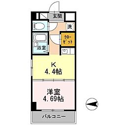 土井ハイツ北条口 1Kの間取図画像