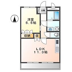 アネックス砥堀 1LDKの間取図画像