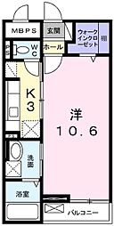 エスペランサ白鷺 1Kの間取図画像
