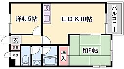 ベネフィス粟津 2LDKの間取図画像