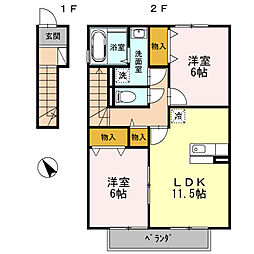 シエロ 2LDKの間取図画像