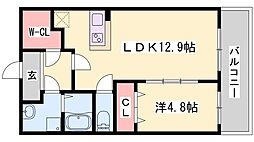ラフィネコート 1LDKの間取図画像