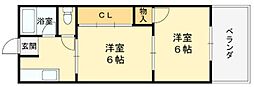 パインリーフ自由が丘 2Kの間取図画像
