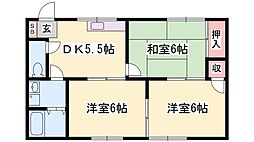 サンライズ大塩 3DKの間取図画像