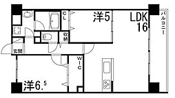 フランディル・ルミエ思案橋 2LDKの間取図画像