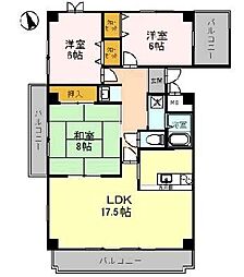 コーポ堂の前 3LDKの間取図画像