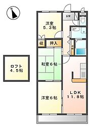 グリーンハイツ大塩2号棟 3LDKの間取図画像