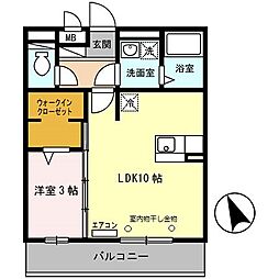 セジュール白浜A棟 1LDKの間取図画像
