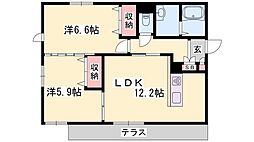 パラドール野口 2LDKの間取図画像