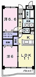 メゾン・ド・フレール 2LDKの間取図画像