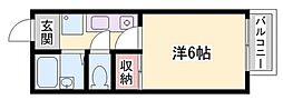オーエイフラット宇佐崎 1Kの間取図画像