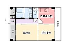 飾磨中村コーポ 2DKの間取図画像