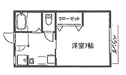 サンシティ小林B棟 1Kの間取図画像