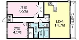 グランプレステージ加古川 2LDKの間取図画像