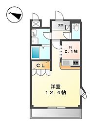 ウインド・ヒル 1Kの間取図画像