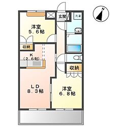 グランベール 2LDKの間取図画像