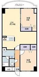 手柄アートスカイハイツ 2LDKの間取図画像