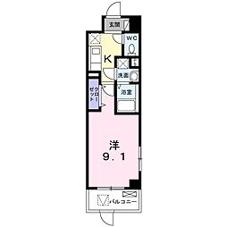 クレール 1Kの間取図画像
