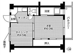 ビレッジハウス今在家2号棟 1DKの間取図画像