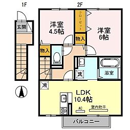 メゾンラフィーネ 2LDKの間取図画像