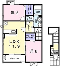 リヴィエール 2LDKの間取図画像