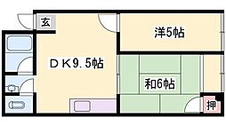 灘ハイツ 2DKの間取図画像