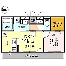 アーバンハイツ川田 1LDKの間取図画像