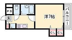 ジュネス神屋町 1Kの間取図画像