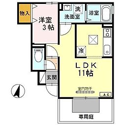 ドミールブラシェ北天満 1LDKの間取図画像