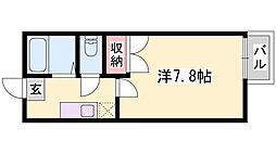 エトランス太子 1Kの間取図画像