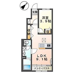グレイスリー 1LDKの間取図画像