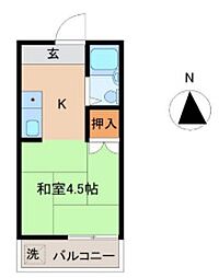 日の出コーポ ワンルームの間取図画像